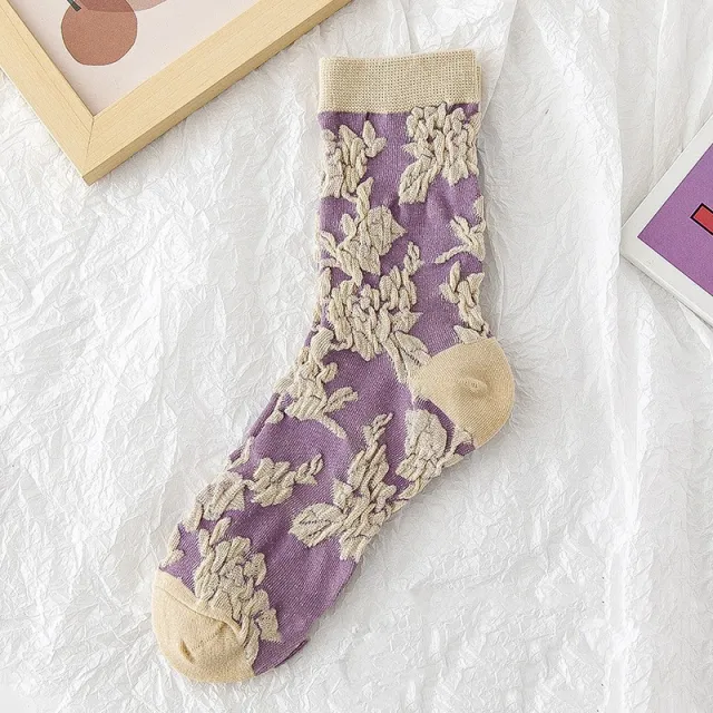 Pure Cotton Spring And Autumn Japanese Retro Floral Fashion Personality Outside The Long Socks Female Large Pattern - Shop at LoveMi