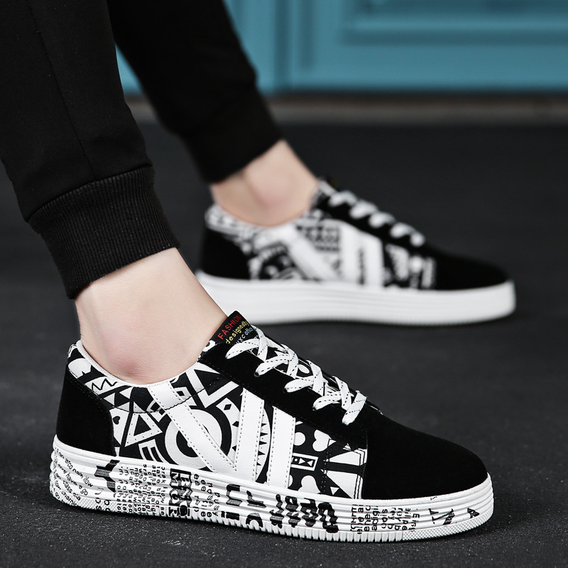 Title 4, New autumn fashion graffiti low-cut canvas shoes