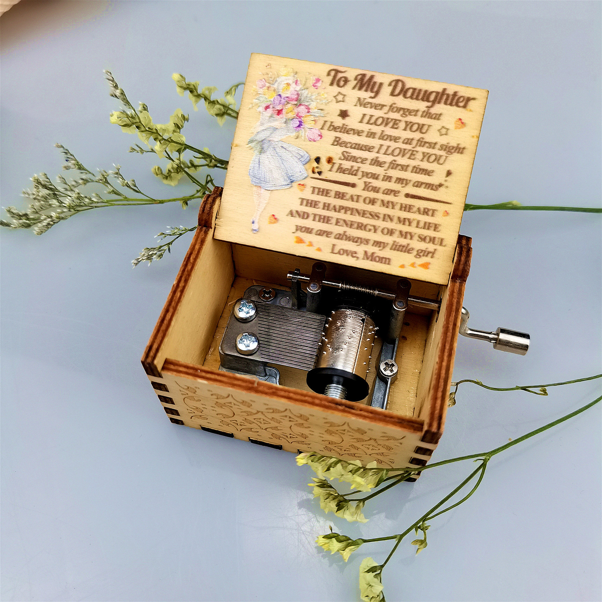 Антикварная резная деревянная рукоятка Унесенные призраками музыкальная шкатулка Рождественский подарок Подарок на день рождения Украшение вечеринки