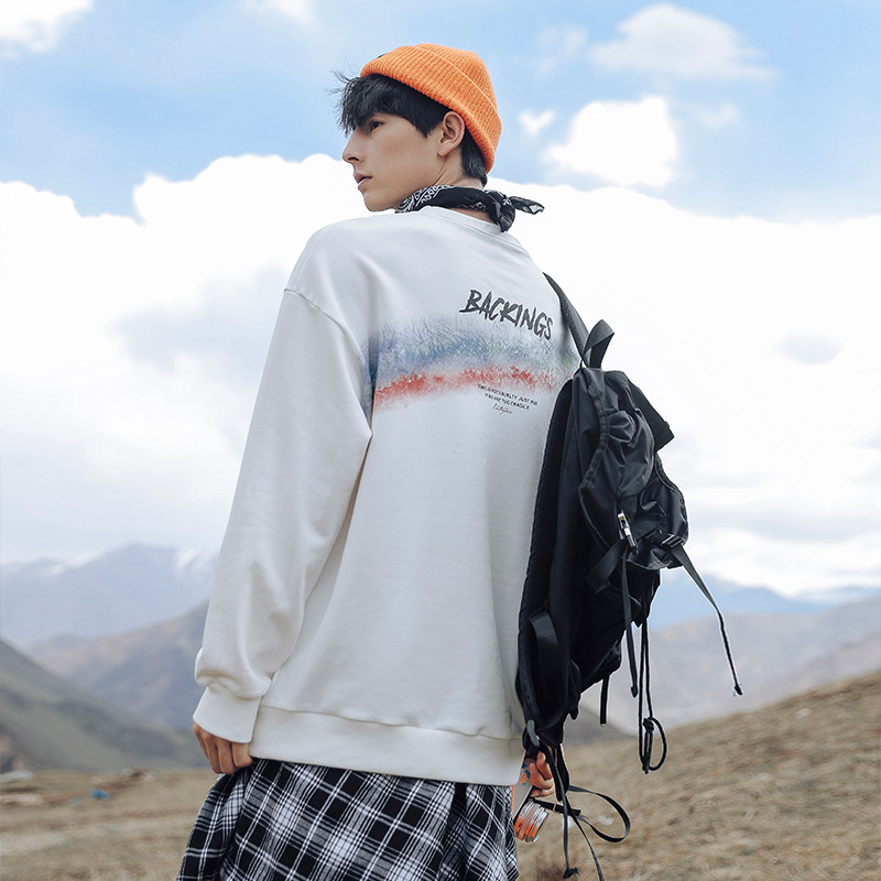 Fashion Simple Rainbow Print Couple Sweatshirt