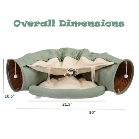 Cat's Telescopic Tunnel Cushioned Bed Pet Nest Teasing Balls Zipper Connection Feline Supplies