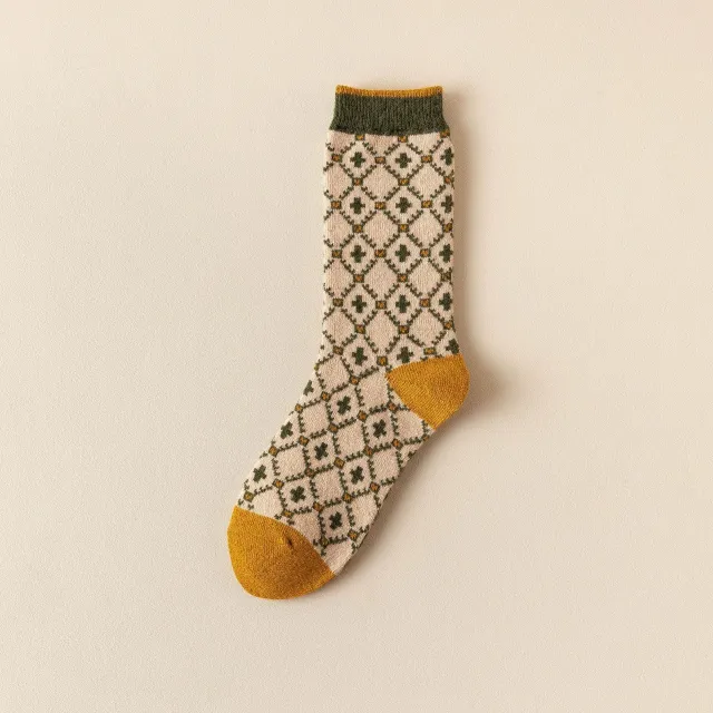 Women's Personalized Fashion Wool Warm Socks Beige Cross - Shop at LoveMi