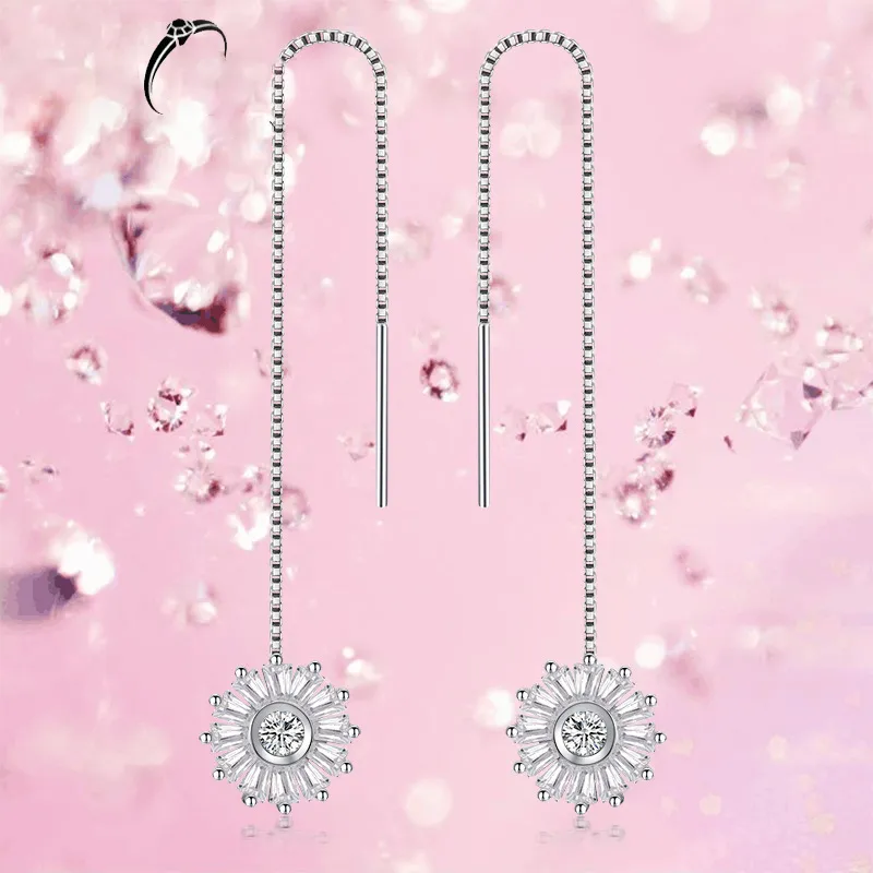 Diamond Christmas Snowflake Tassel Korean Fashion Temperament All-match Female Ear Jewelry - Snowflake Ear Line