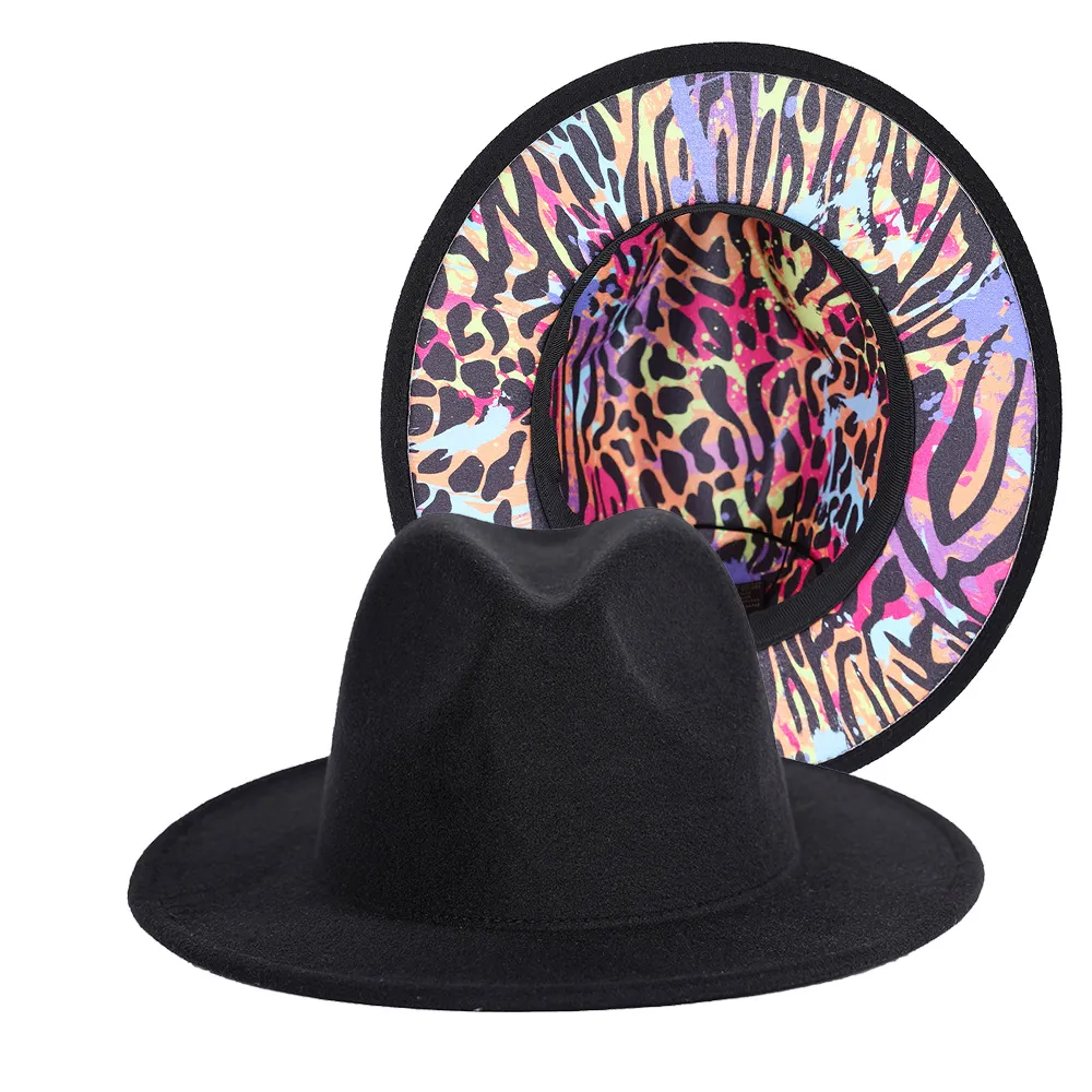 Fedora Hat Travel Styles Are Rich In Color Matching - Black And Purple Leopard Print