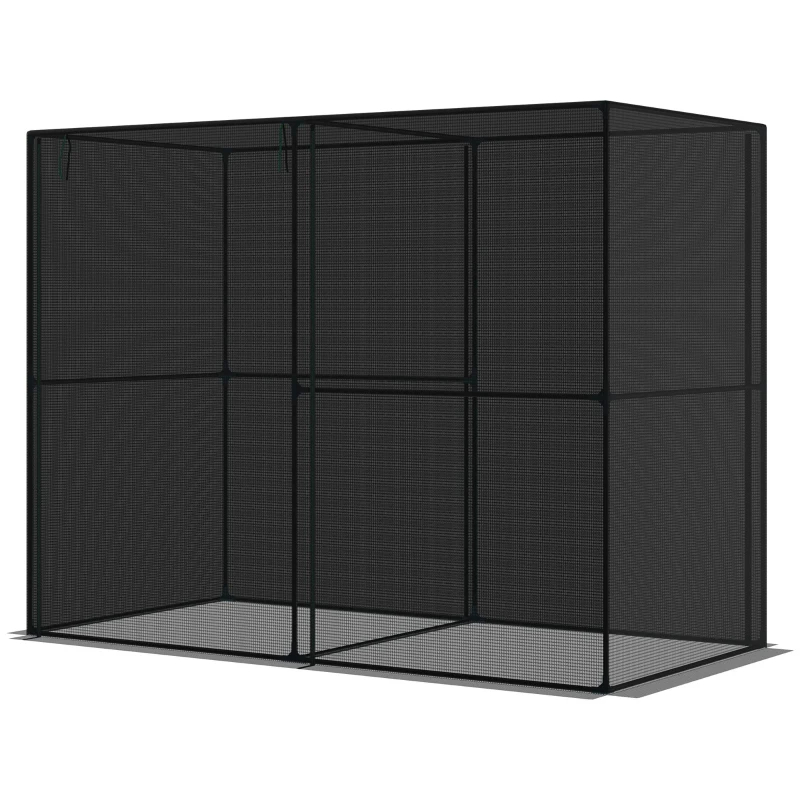 Crop Cage, Plant Protection Tent With Zippered Doors For Vegetable Garden, Backyard, Black