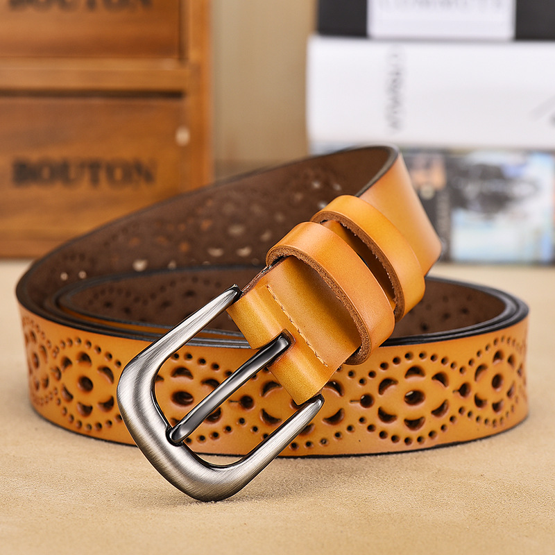 Title 3, Ladies Hollow Pin Buckle Punch Free Belt