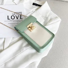 Fashion Contrast Color Mobile Phone Mini Small Square Bag - Green - View 1