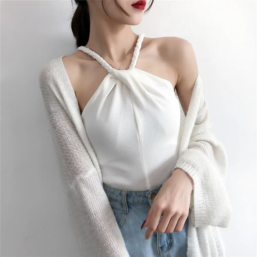 Off-the-shoulder Knitted Camisole Women's New Sexy Outer Wear