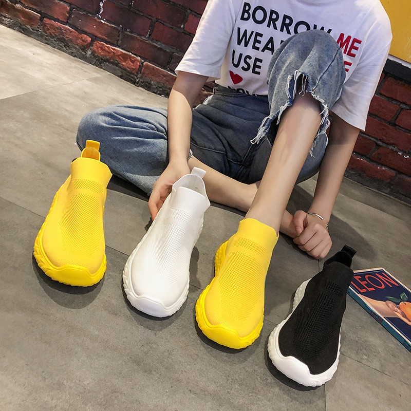 All-match Thick-soled Sports Shoes Breathable With One Pedal