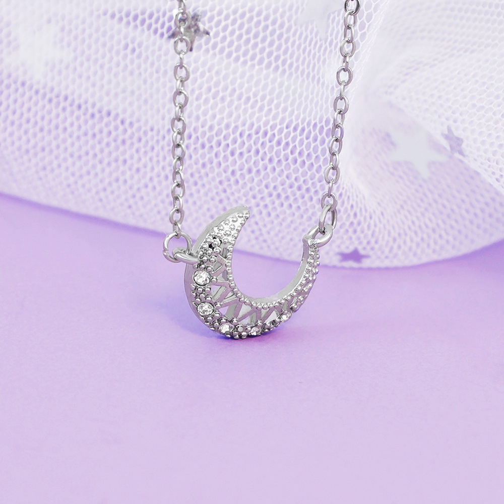 Korean Simple Style Moon Necklace Women Fashion Simple Clavicle Chain