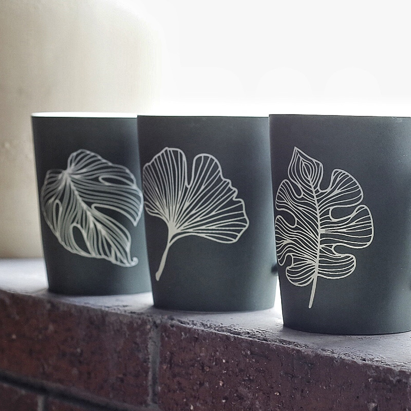 Title 7, Simple Leaf Water Cup Frosted Ceramic Creative ...