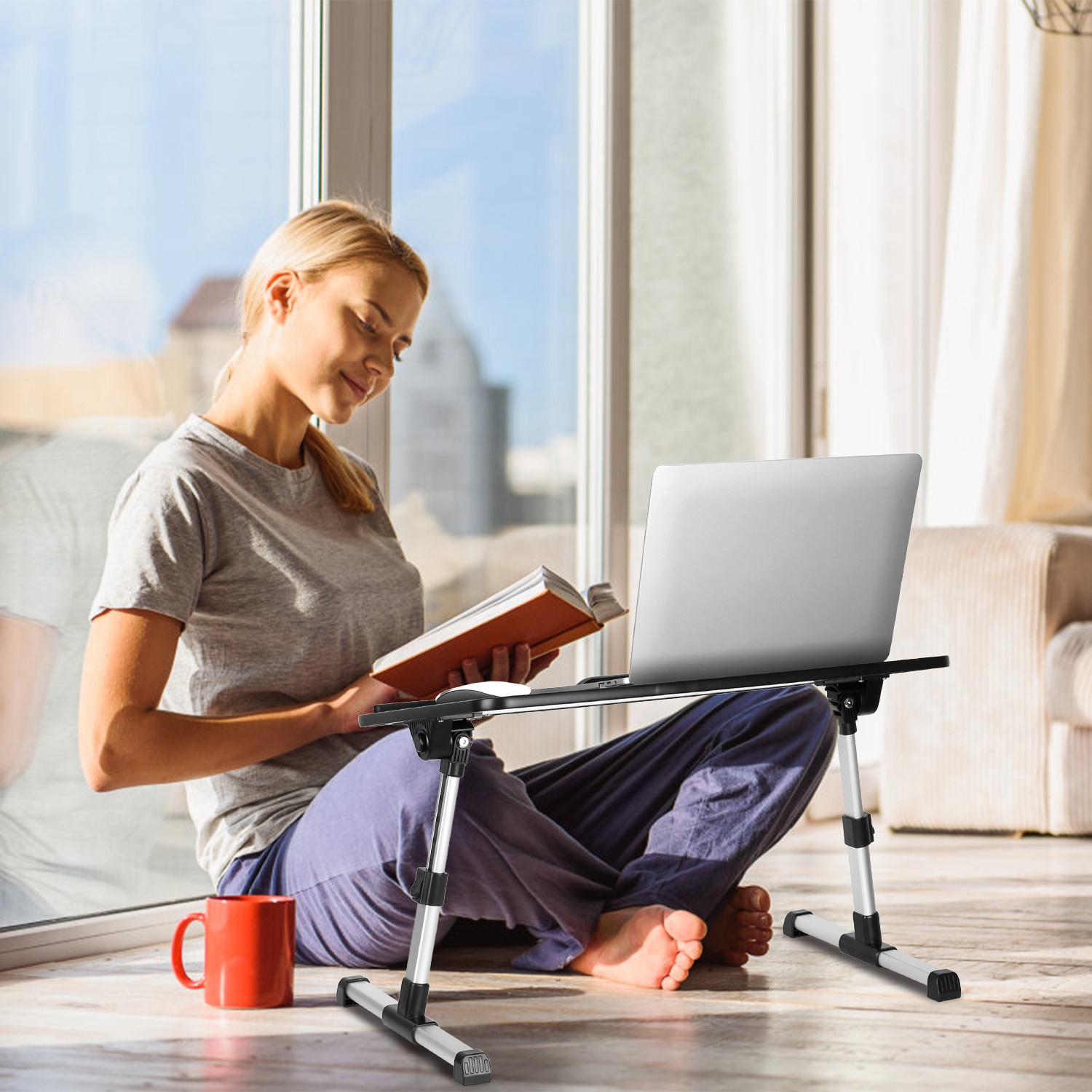 S-L Size Options -- 1Pc Foldable Laptop Stand Height Angle Adjust Notebook Bed Desk Breakfast Reading Table For Sofa Couch Floor Dormitory