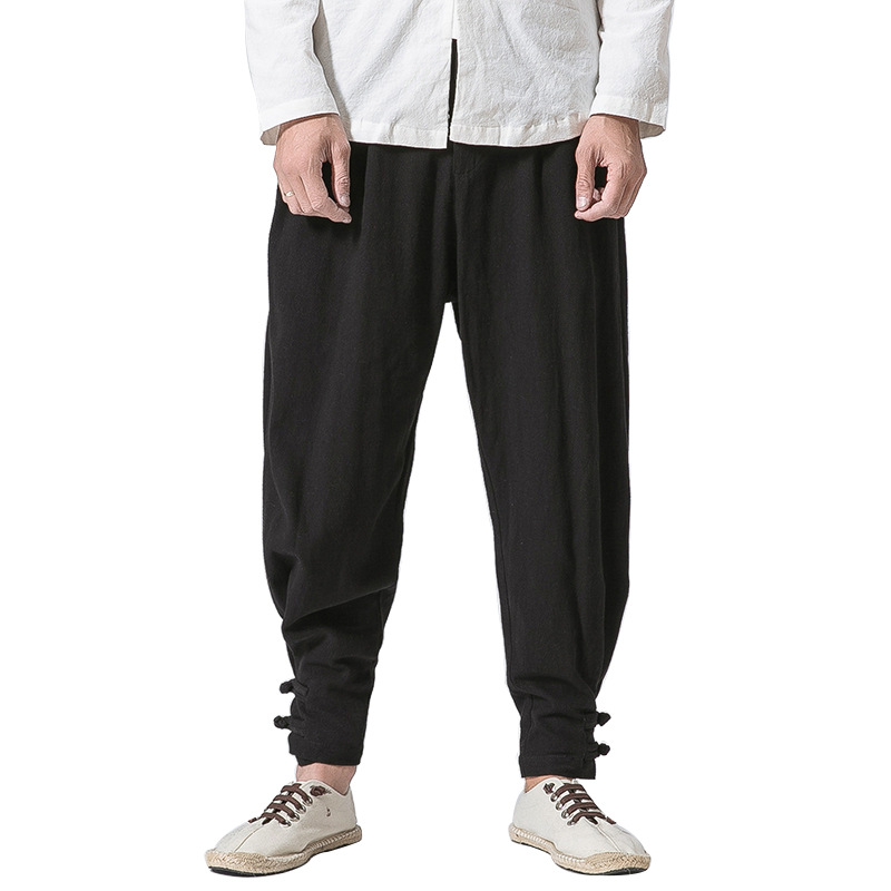 Title 8, Pantaloni Harem larghi in lino e cotone casual ...