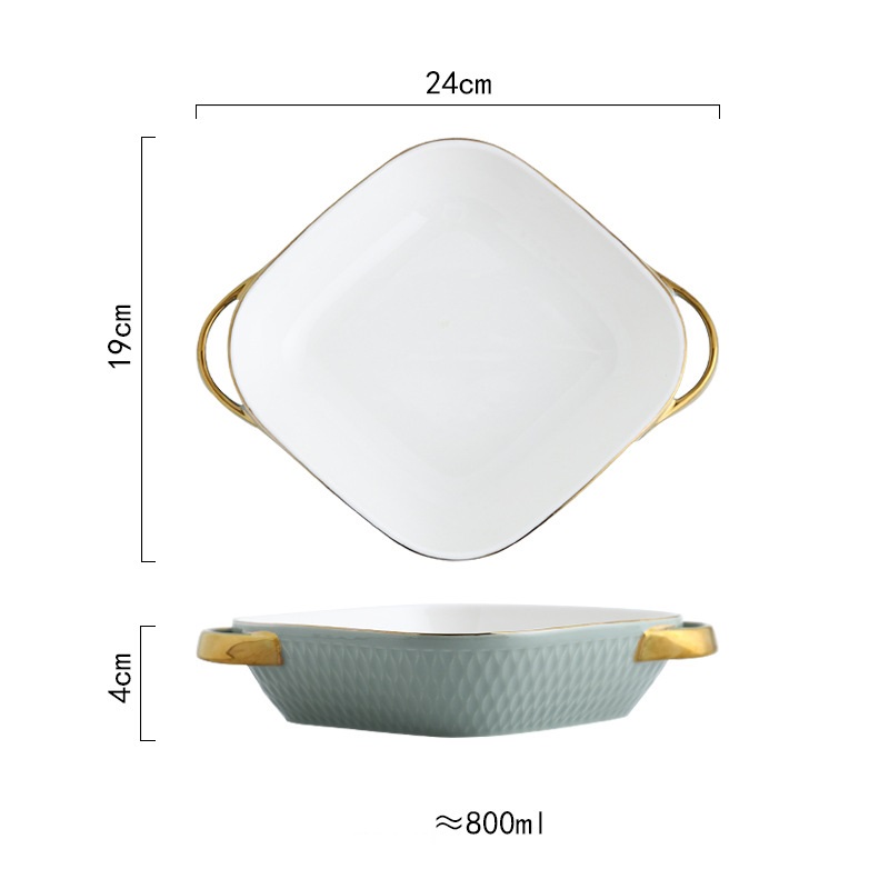 Title 8, Creative Ceramic Double Ear Baking Tray With Ph...