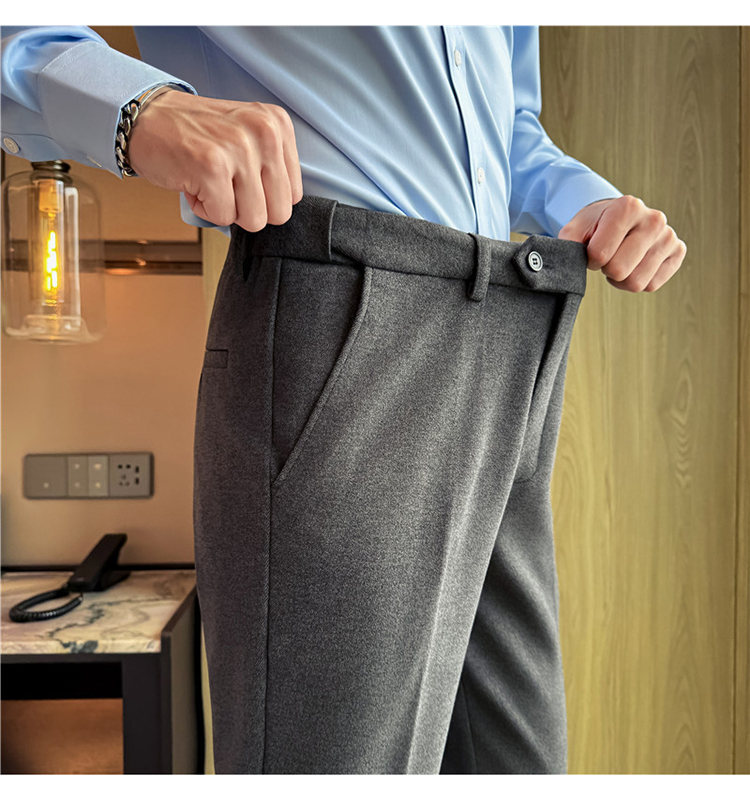 Men's Invisible Elastic Waist Thickened Warm Wool Trousers