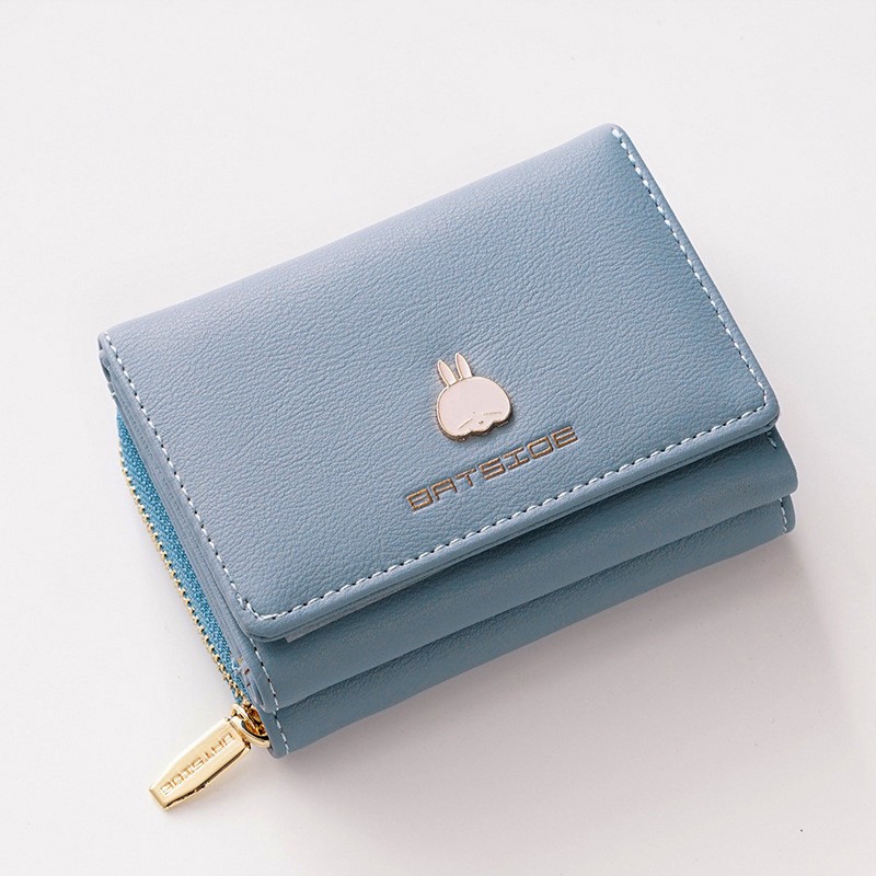 Women's Square Wallet Three Fold Multifunctional Card Holder Blue - Shop at LoveMi