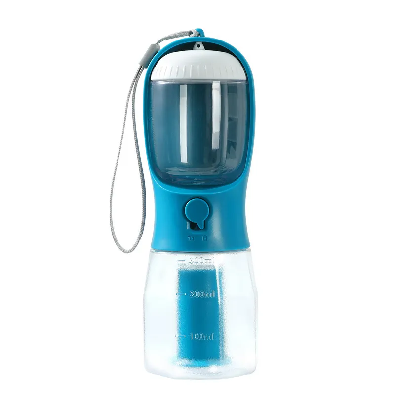 Dog Water Cup Drinking Food Garbage Bag Three-in-one Portable Small Multi-functional Pet Cups Pets Supplies - Indigo