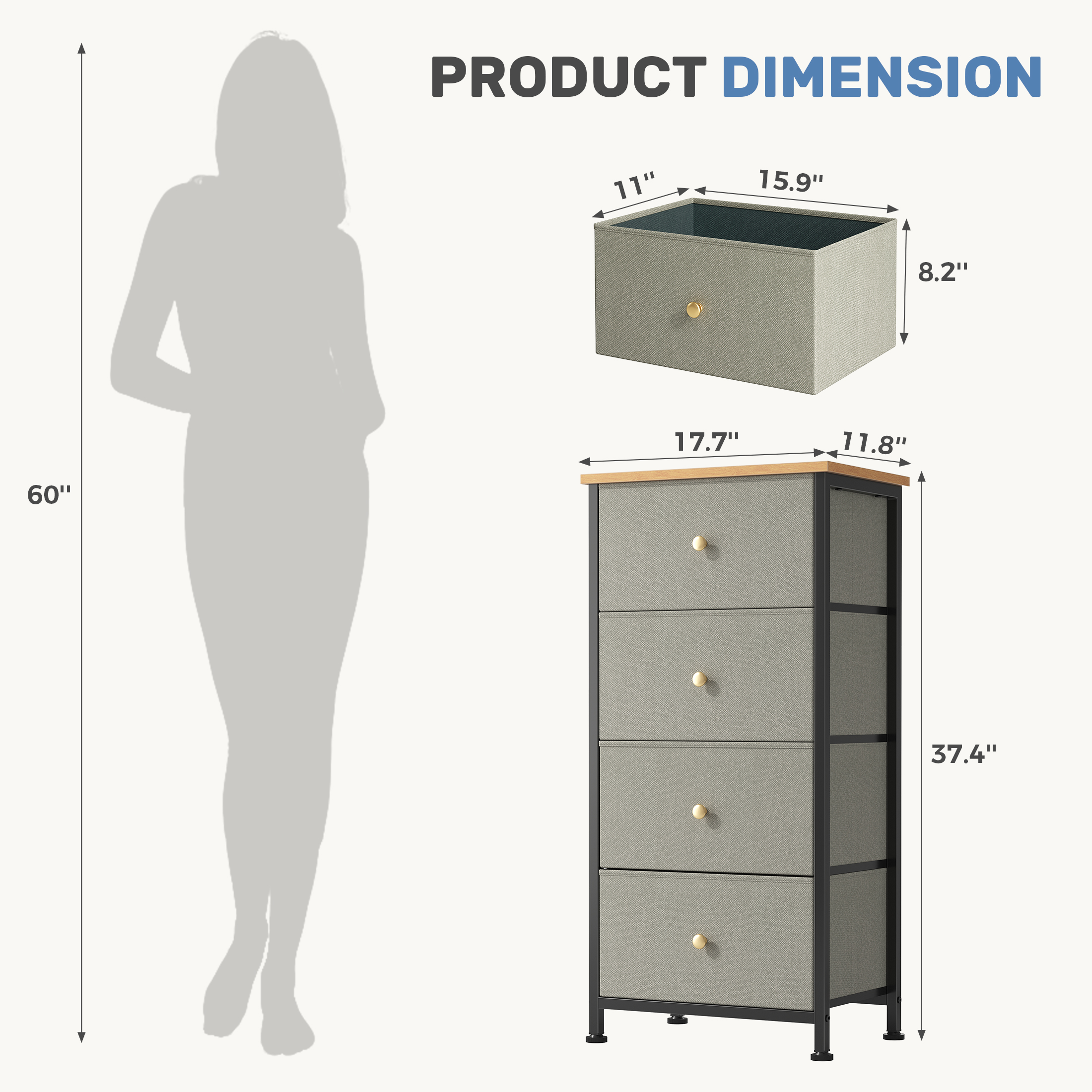 4-drawer Storage Cabinet - Suitable For Bedrooms, Living Rooms, And Wardrobes image 10