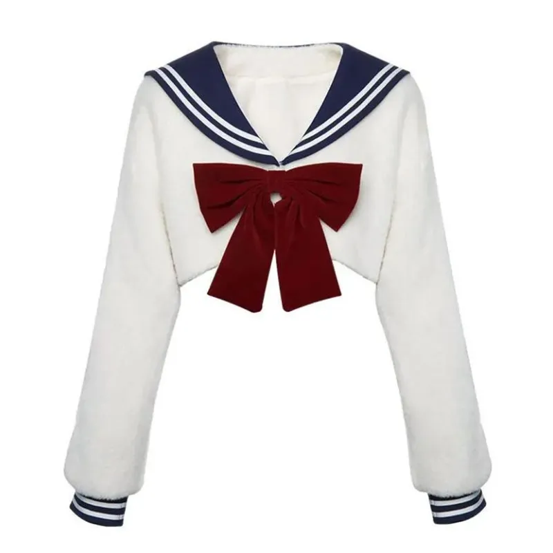 Women's Plush Short Coat With Skirt - Tops-Xl
