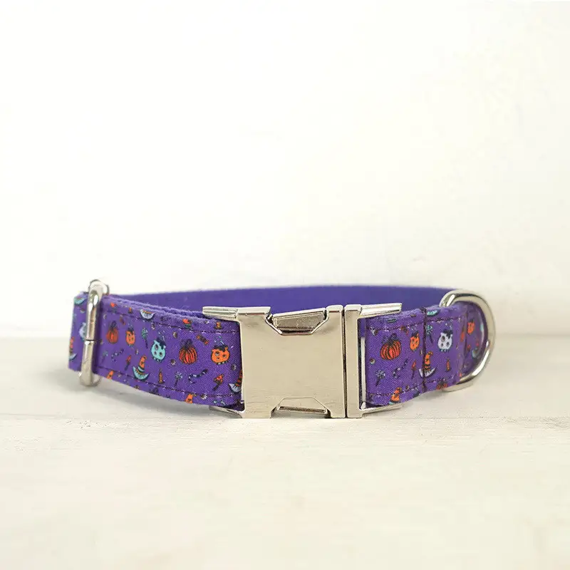Pet Purple Halloween Print Dog Collar
