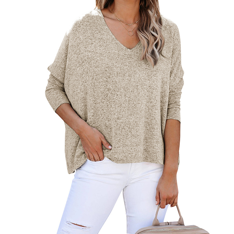 Title 12, Bat Sleeve V-Neck Loose Pullover Top