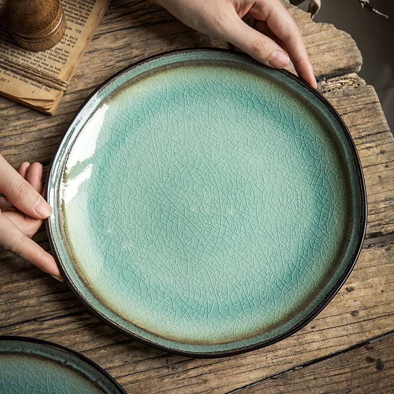 Title 4, Vintage Ceramic Ice Cracked Glaze Steak Disc