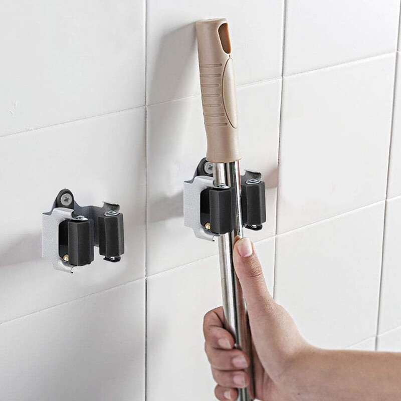 10 Pack Clip Mop Broom Holder Brush Handle-Tool Hanger Wall Mounted Storage Rack