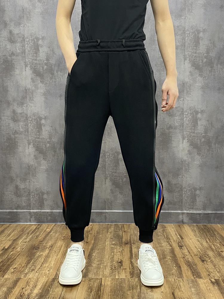 Title 7, Zipper Rainbow Strip Loose Bunched Leg Pants fo...