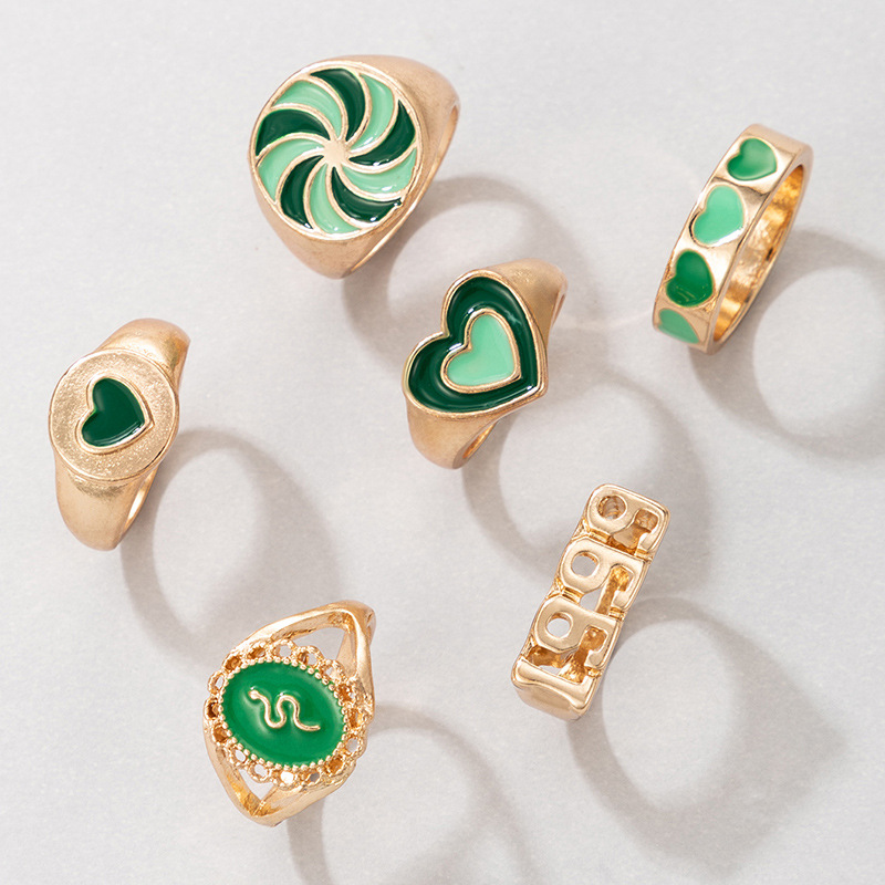 Green Drop Oil Love Windmill 6-piece Ins Ring