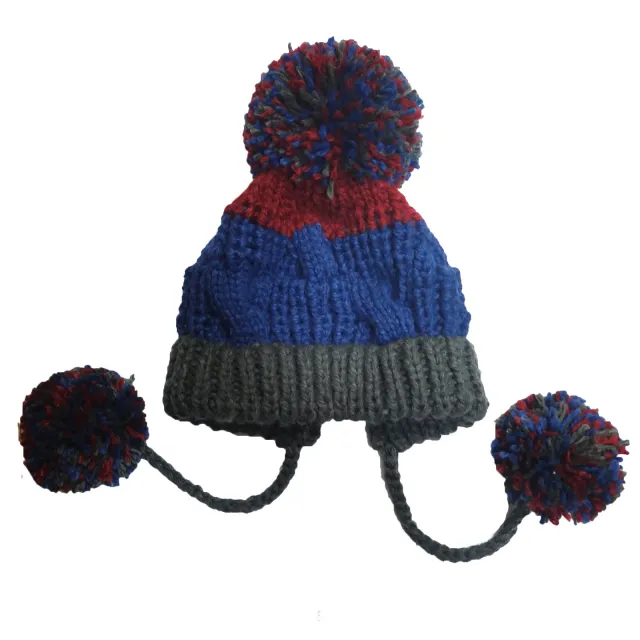 Winter Warm Knitted Wool Ear Protection Hair Ball Hat Black - Shop at LoveMi