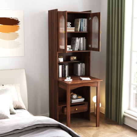 Fold Out Convertible Writing Table, Desk Cabinet With Shelf And Drawer Multi Function Home... thumbnail 3