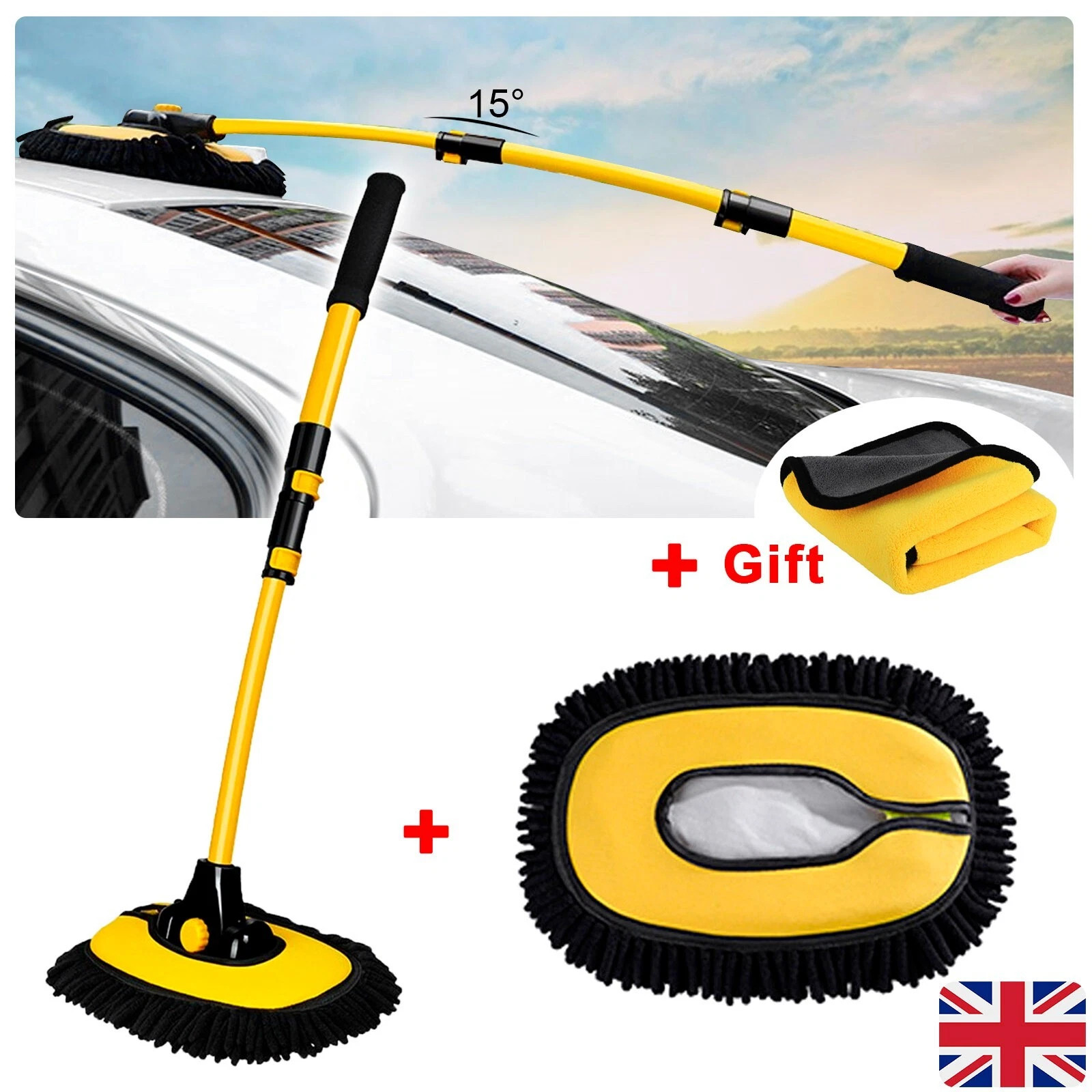 Adjustable Telescopic Car Wash Brush Kit Mop Long Handle Vehicle Cleaning Tool — image 11