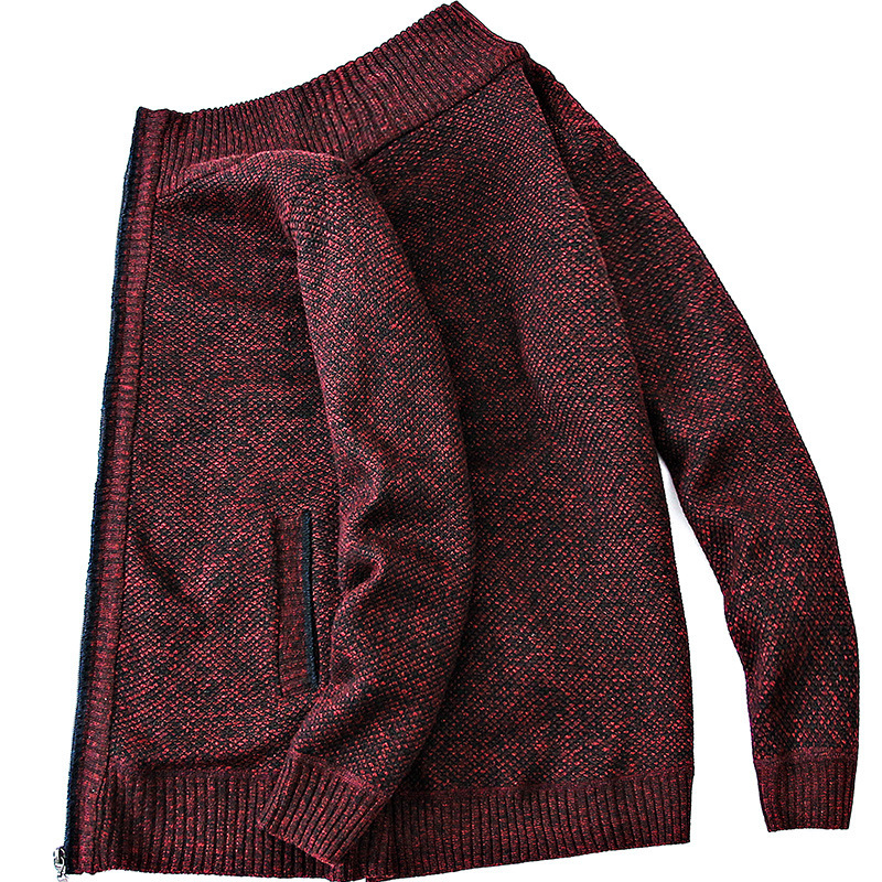 Middle-aged Men's Spring Fleece Knitted Cardigan