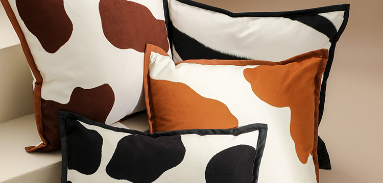 Title 2, Nordic Black And White Cows Pattern Pillow Mode...