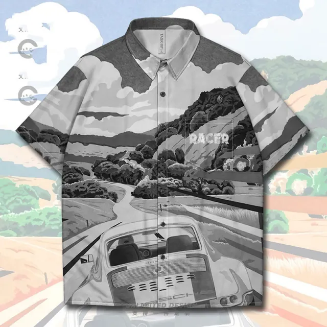 Set Unbounded Cartoon Wild Car Driving Wheat Field Oil Painting Short Sleeve 4 Style - Shop at LoveMi