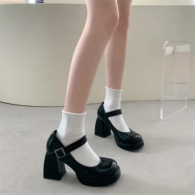 Mary Jane Shoes Patent Leather Japanese High Heel Platform Black - Shop at LoveMi