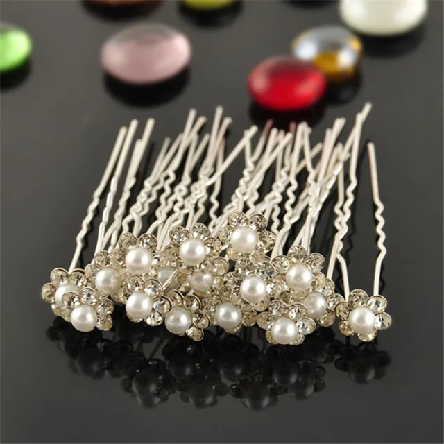 Bridal Hairpin Accessories Coil Hair Pearl Flower Headdress 20Pcs - Shop at LoveMi