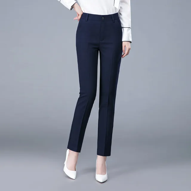 Women's Loose Casual Professional Suit Pants Straight OL Blue - Shop at LoveMi