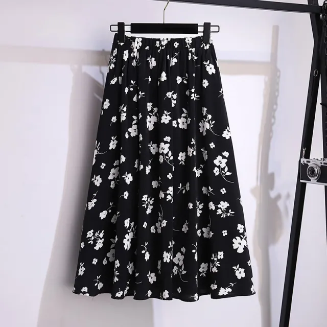 Women's Loose Plus Size Fashion Chiffon Skirt Black - Shop at LoveMi