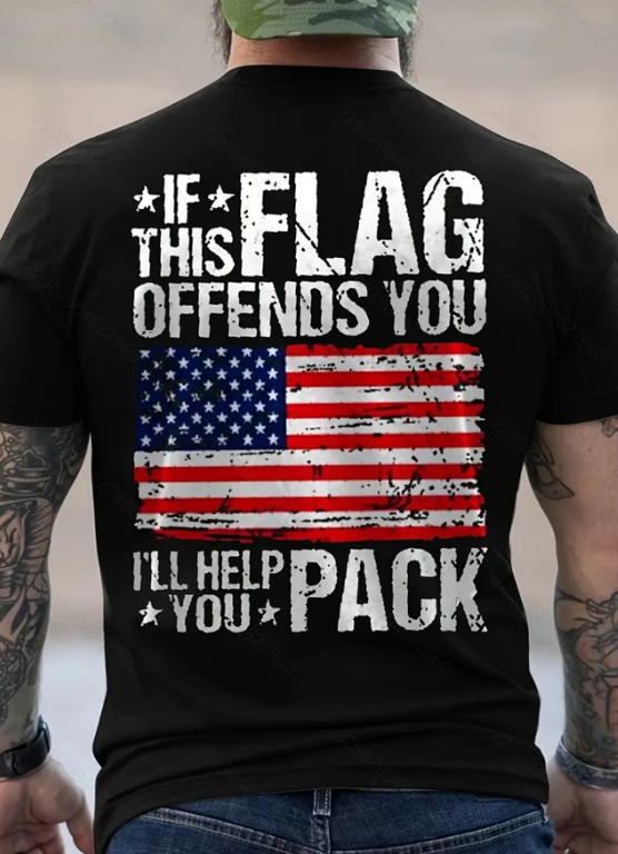 If This Flag Offends You I’ll Help You Pack US Flag Back T-Shirt