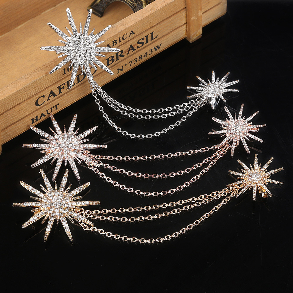 Title 5, Simple Snowflake Diamond-studded Collar Pin Sca...