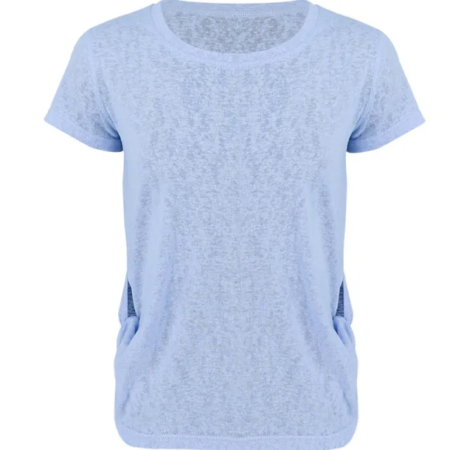 Summer Sports Short sleeved T shirt Women's Loose And Quick drying Yoga Tops Running Fitness Smock Super Breathable Clothes Blue - Shop at LoveMi