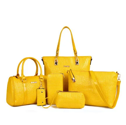Six piece Single shoulder Messenger Handbag Yellow - Shop at LoveMi