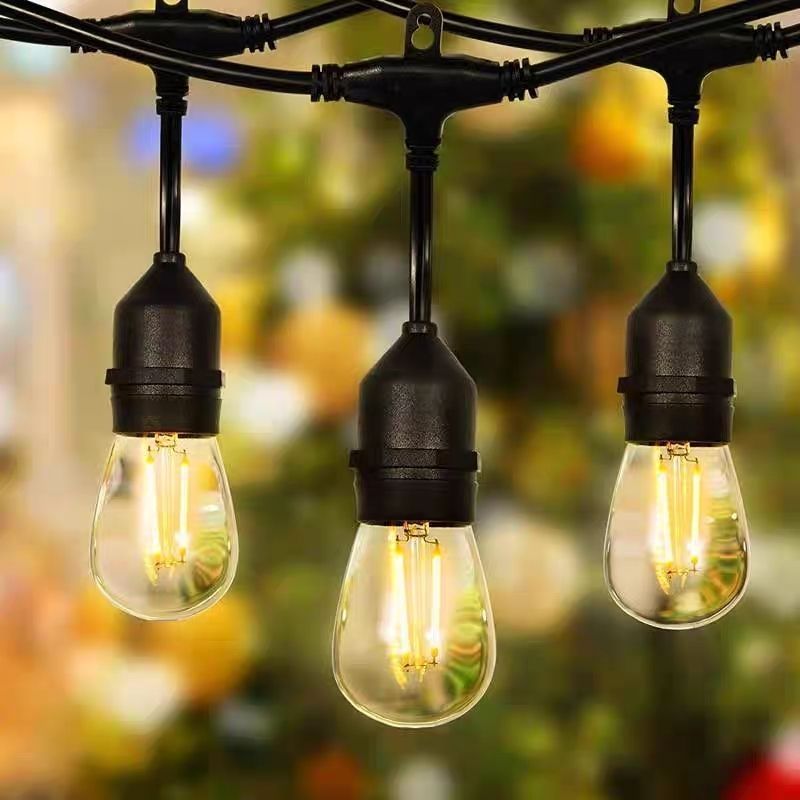 10M String Lights Outdoor, 110V Hanging Patio Lights With 10 E27 Sockets, Warm Yellow Edison Bulbs, Weatherproof Pendant Lights For  Garden Party Decor