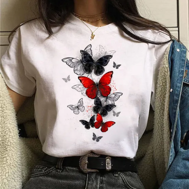 Fashion Women's Letter Print Short Sleeve T Shirt White01 - Shop at LoveMi