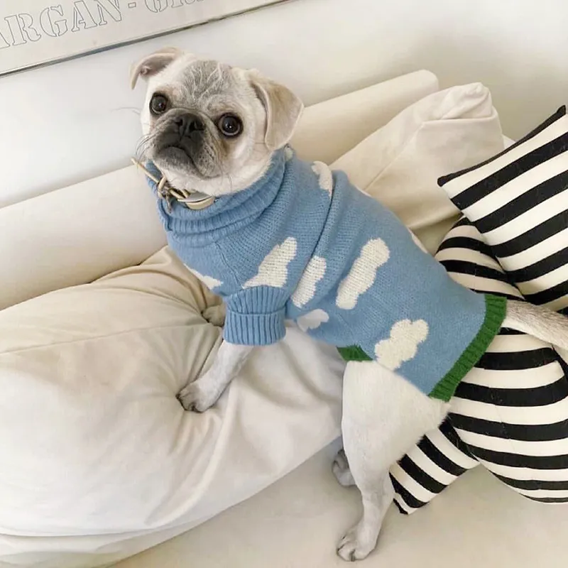 Pet Dog Clothes Jacquard Sweater Clothing - Blue