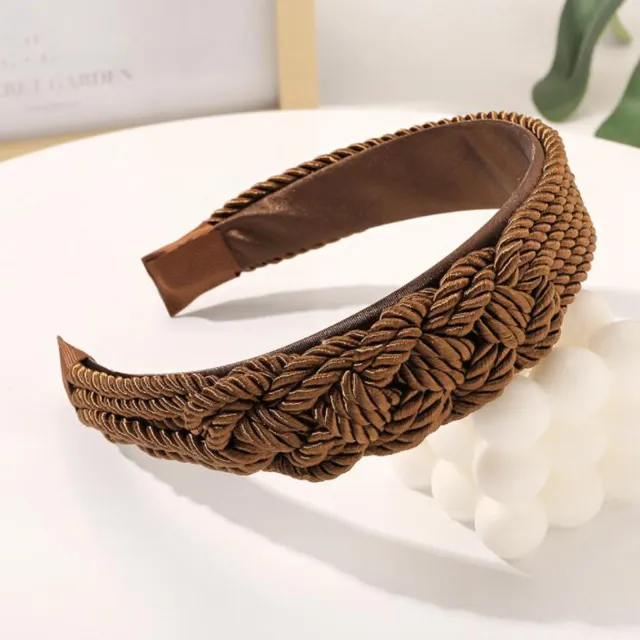 Hand woven Retro Headband With Wide Sides To Wash Your Face Brown - Shop at LoveMi