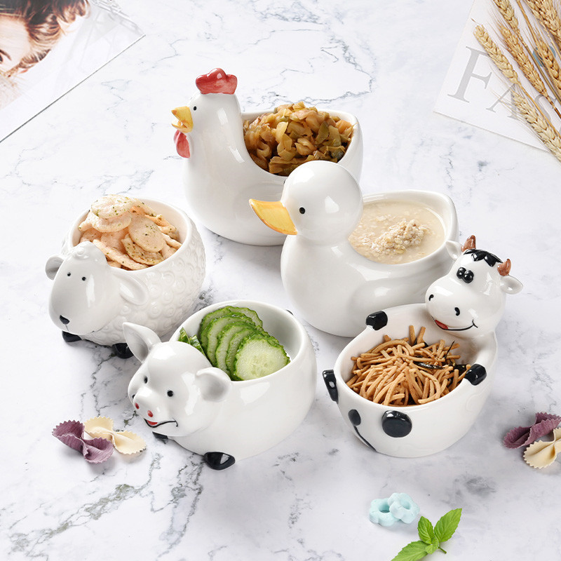 Title 6, Creative Cute Animal Ceramic Bowl Household Tab...