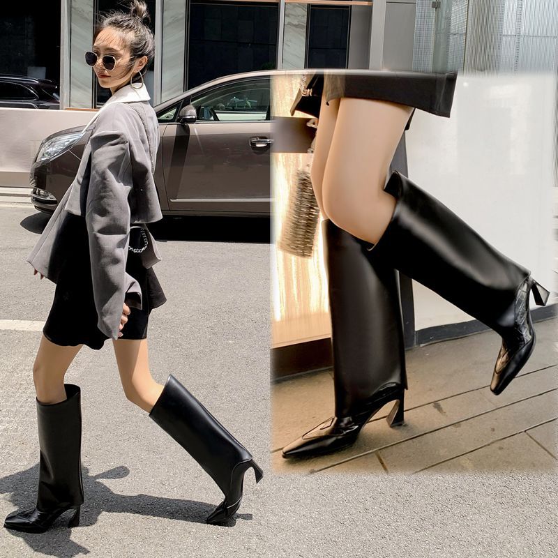 Slim Rhinestone Fringed Cowhide Trousers Boots