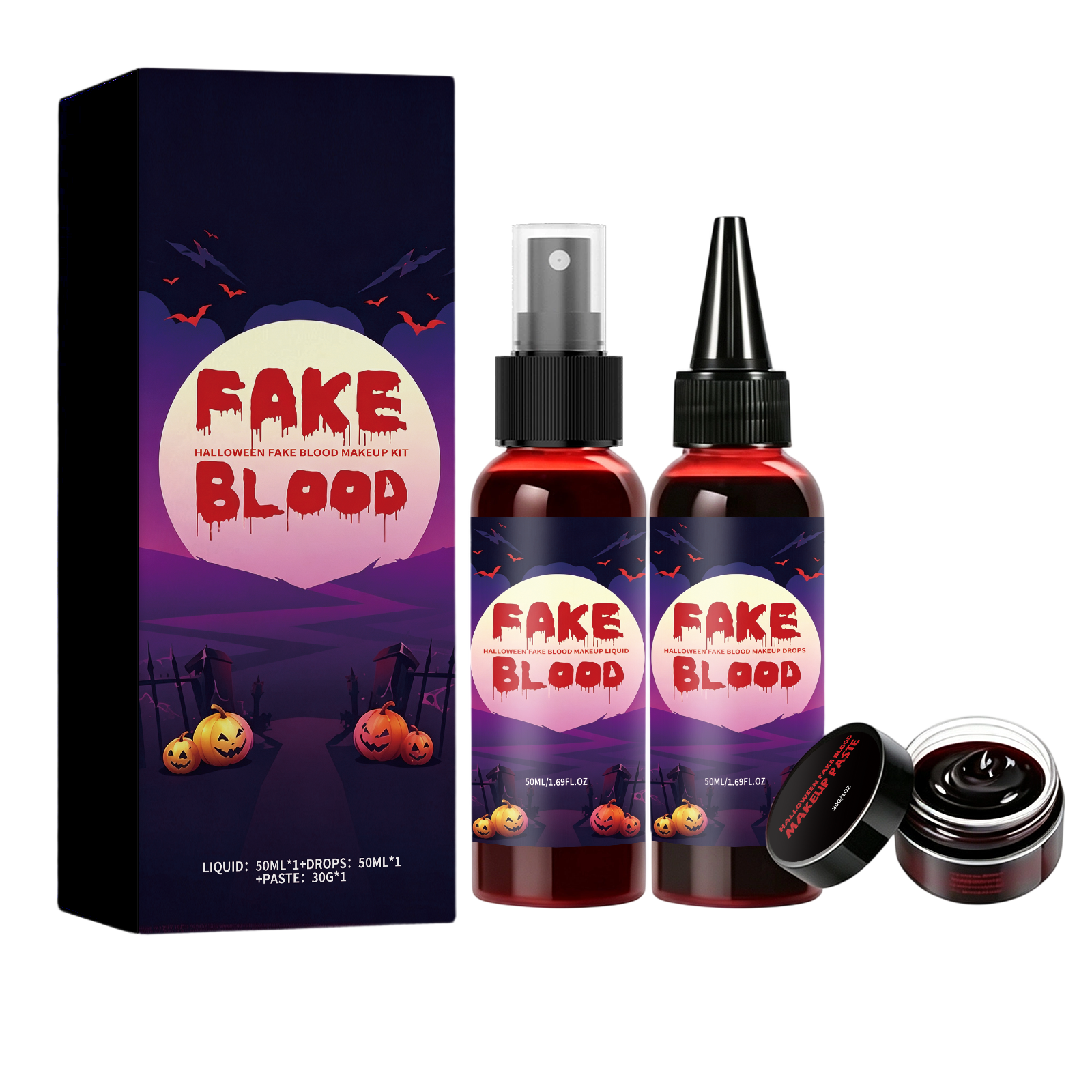 Halloween Fake Blood Makeup Set 1 00ml   50ml X 2 -30g X 1 1box